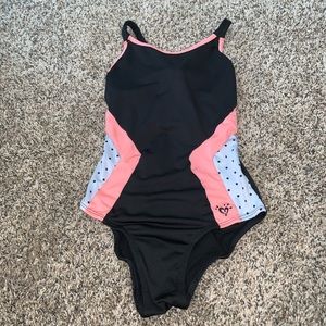 Justice Black, Coral, and White Leotard